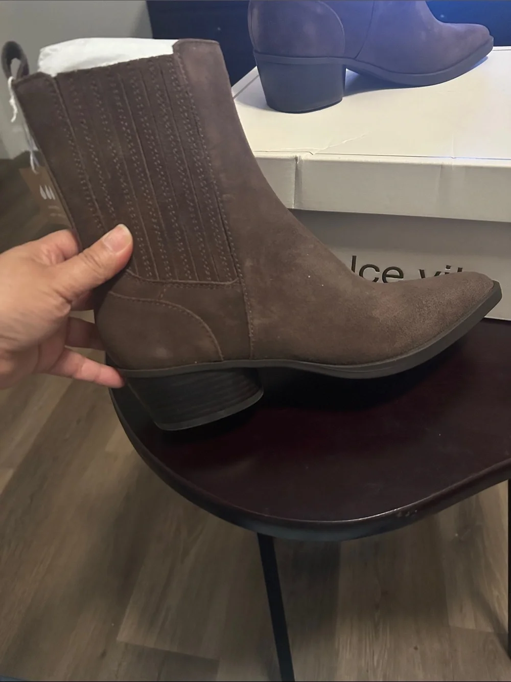 Dolce Vita Taupe Suede Chelsea Ankle Boot